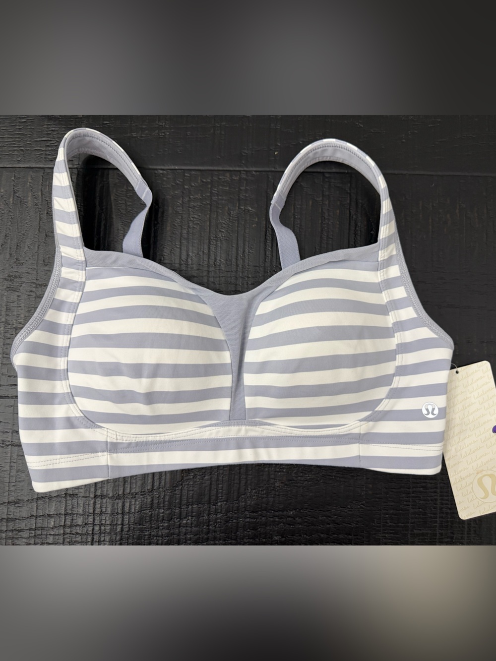 lululemon athletica Gray and White Striped Women's Supportive Sports Bra